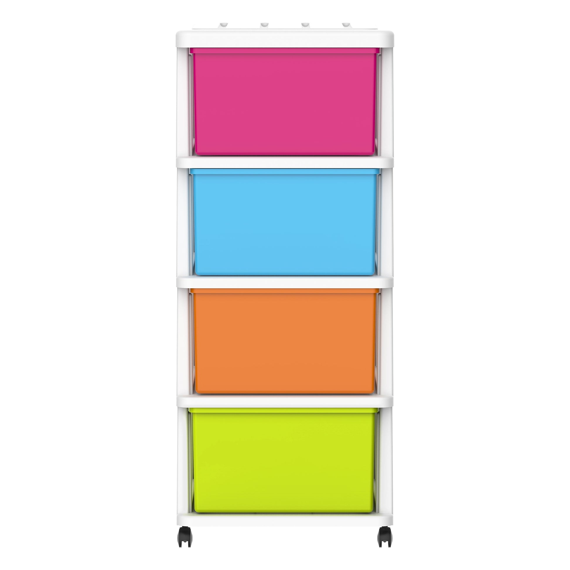 4 Tiers Storage Cabinet with Drawers & Wheels - Cosmoplast Kuwait