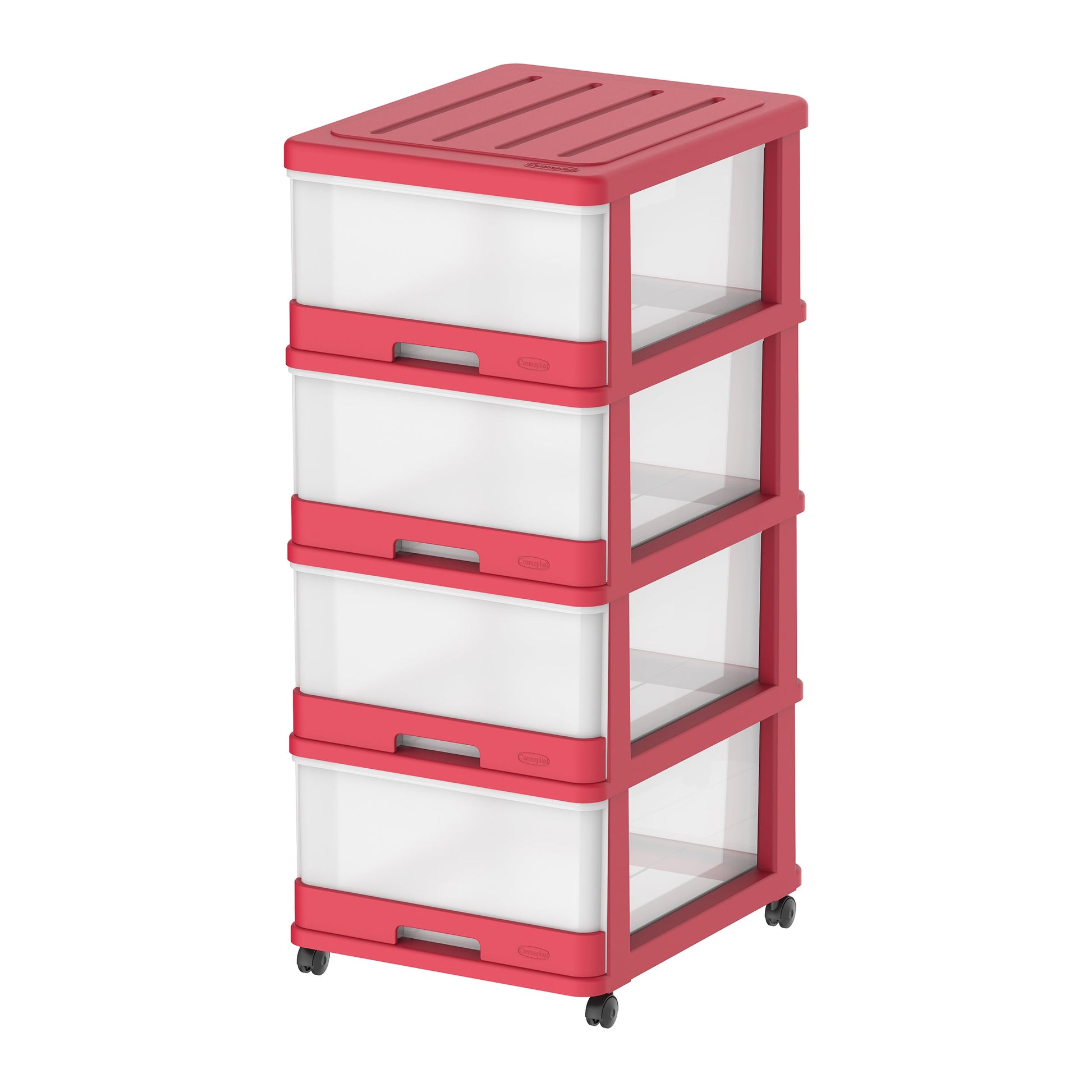 4 Tiers Storage Cabinet with Drawers & Wheels - Cosmoplast Kuwait