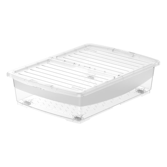 45L Clear Plastic Underbed Storage Box with Wheels & Lockable Lid - Cosmoplast Kuwait