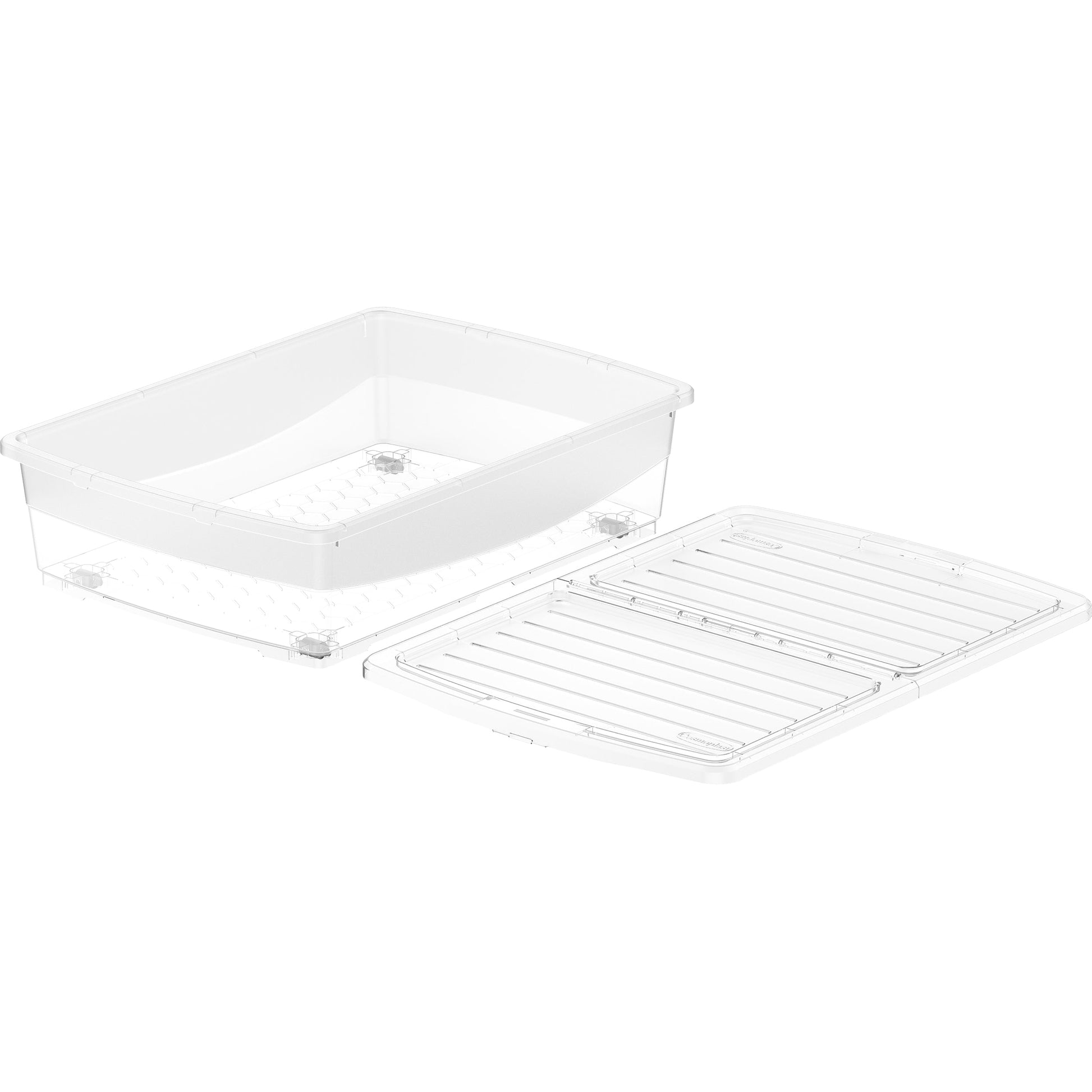 45L Clear Plastic Underbed Storage Box with Wheels & Lockable Lid - Cosmoplast Kuwait