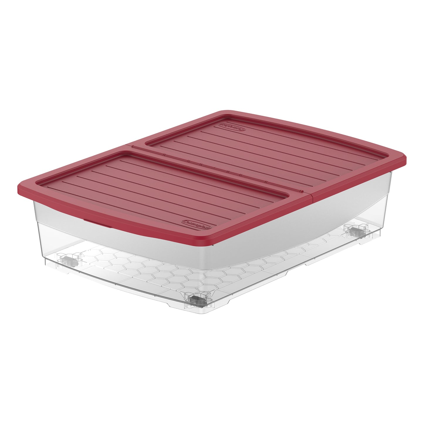 45L Clear Plastic Underbed Storage Box with Wheels & Lockable Lid - Cosmoplast Kuwait