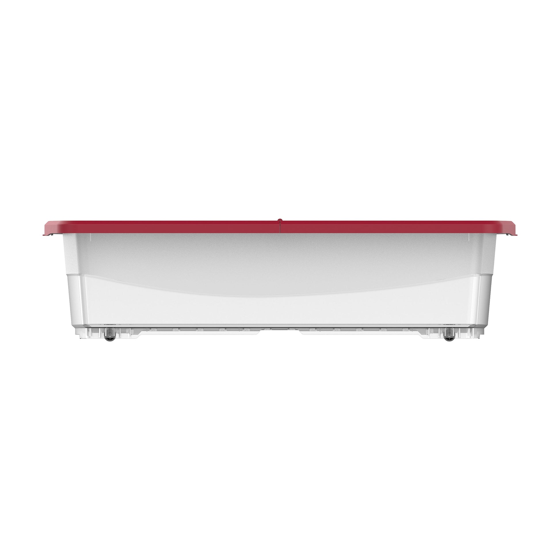 45L Clear Plastic Underbed Storage Box with Wheels & Lockable Lid - Cosmoplast Kuwait