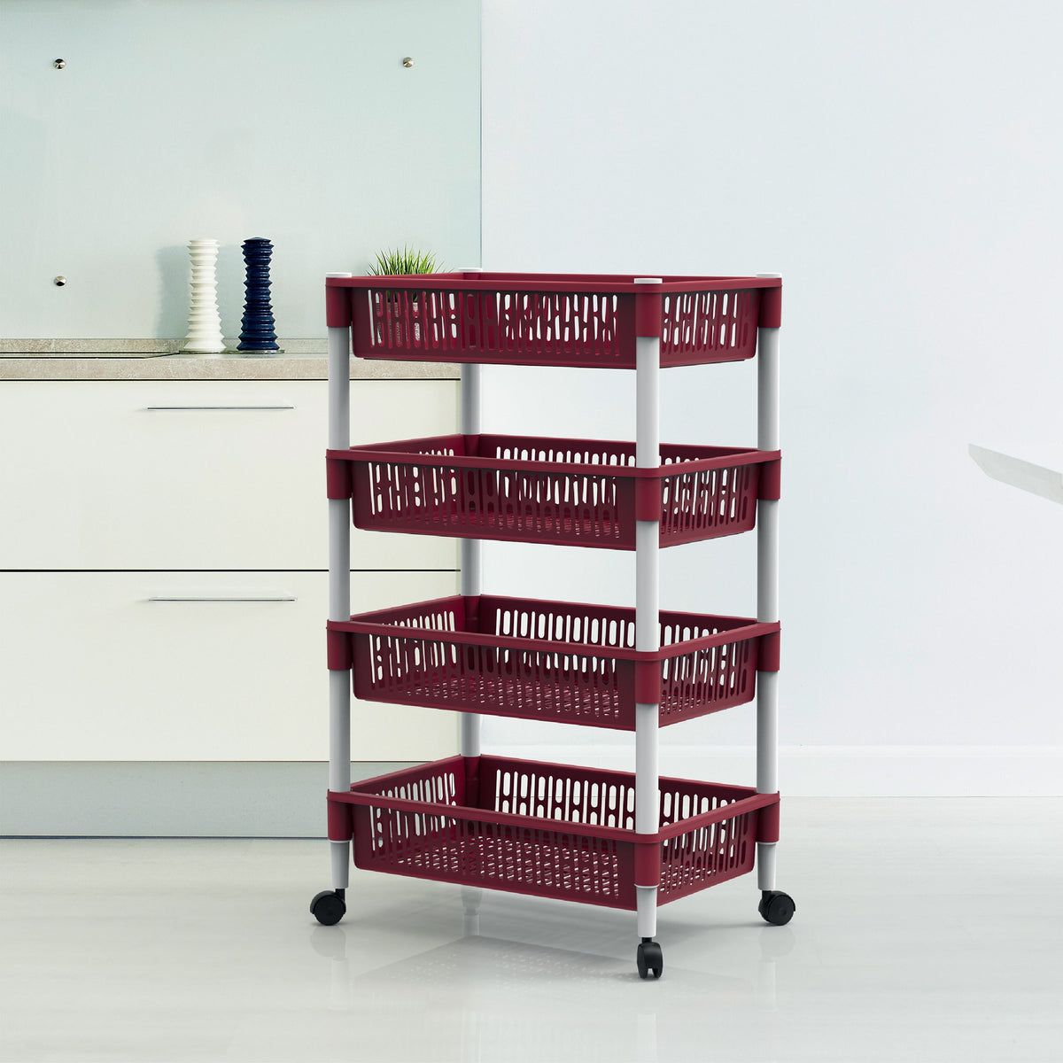 Cosmoplast Plastic Vegetable Rack 4 with Wheels – Cosmoplast Kuwait