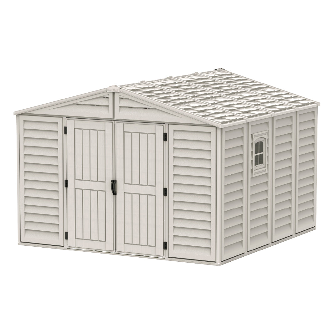 WoodBridge 10.5x10.5ft (324.8x326x233.2 cm) Resin Garden Storage Shed - Cosmoplast Kuwait