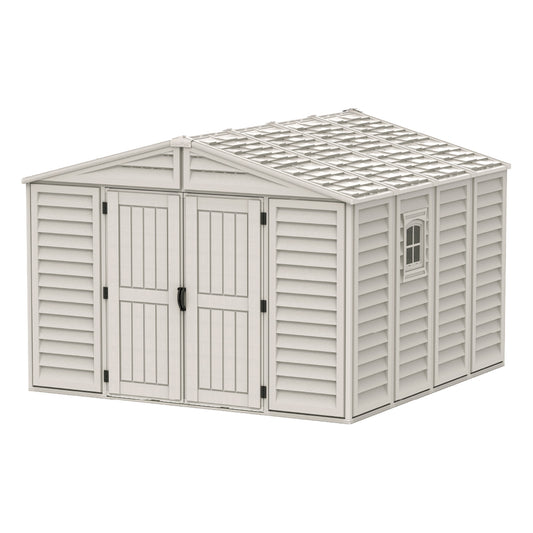 WoodBridge 10.5x10.5ft (324.8x326x233.2 cm) Resin Garden Storage Shed - Cosmoplast Kuwait