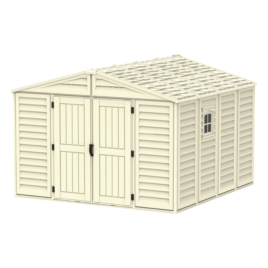 WoodBridge 10.5x10.5ft (324.8x326x233.2 cm) Resin Garden Storage Shed - Cosmoplast Kuwait
