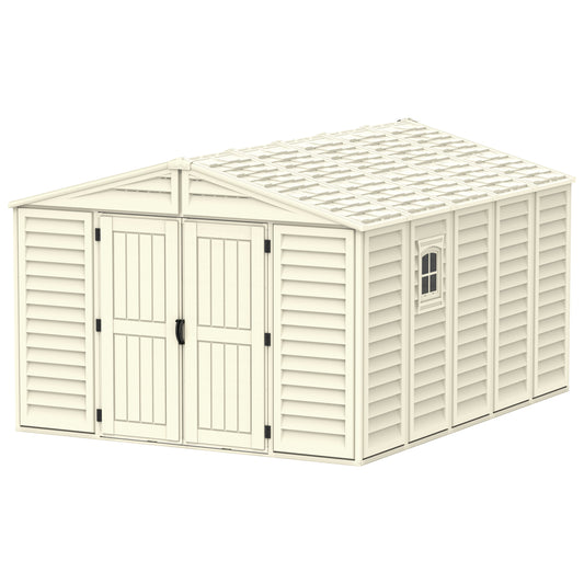 WoodBridge 10.5x13ft (324.8x405xH 233.2 cm) Resin Garden Storage Shed - Cosmoplast Kuwait