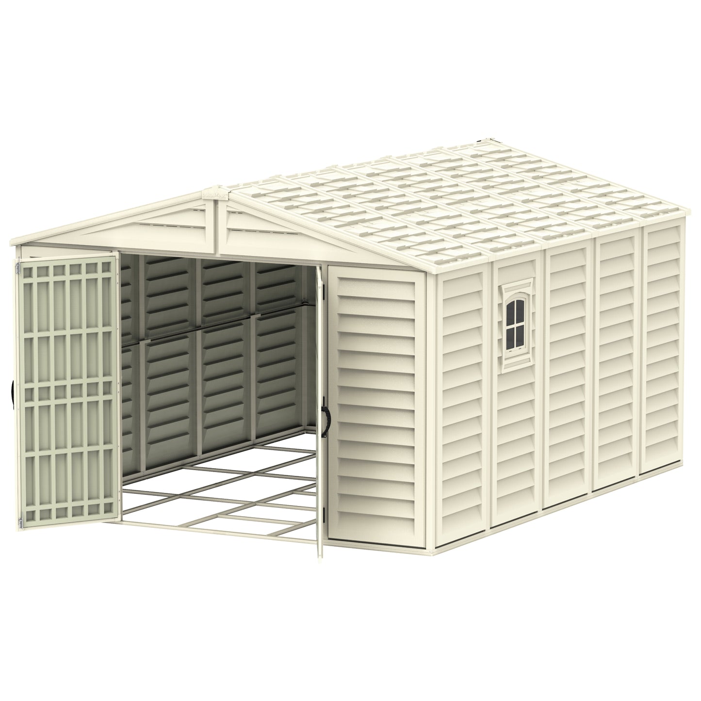 WoodBridge 10.5x13ft (324.8x405xH 233.2 cm) Resin Garden Storage Shed - Cosmoplast Kuwait