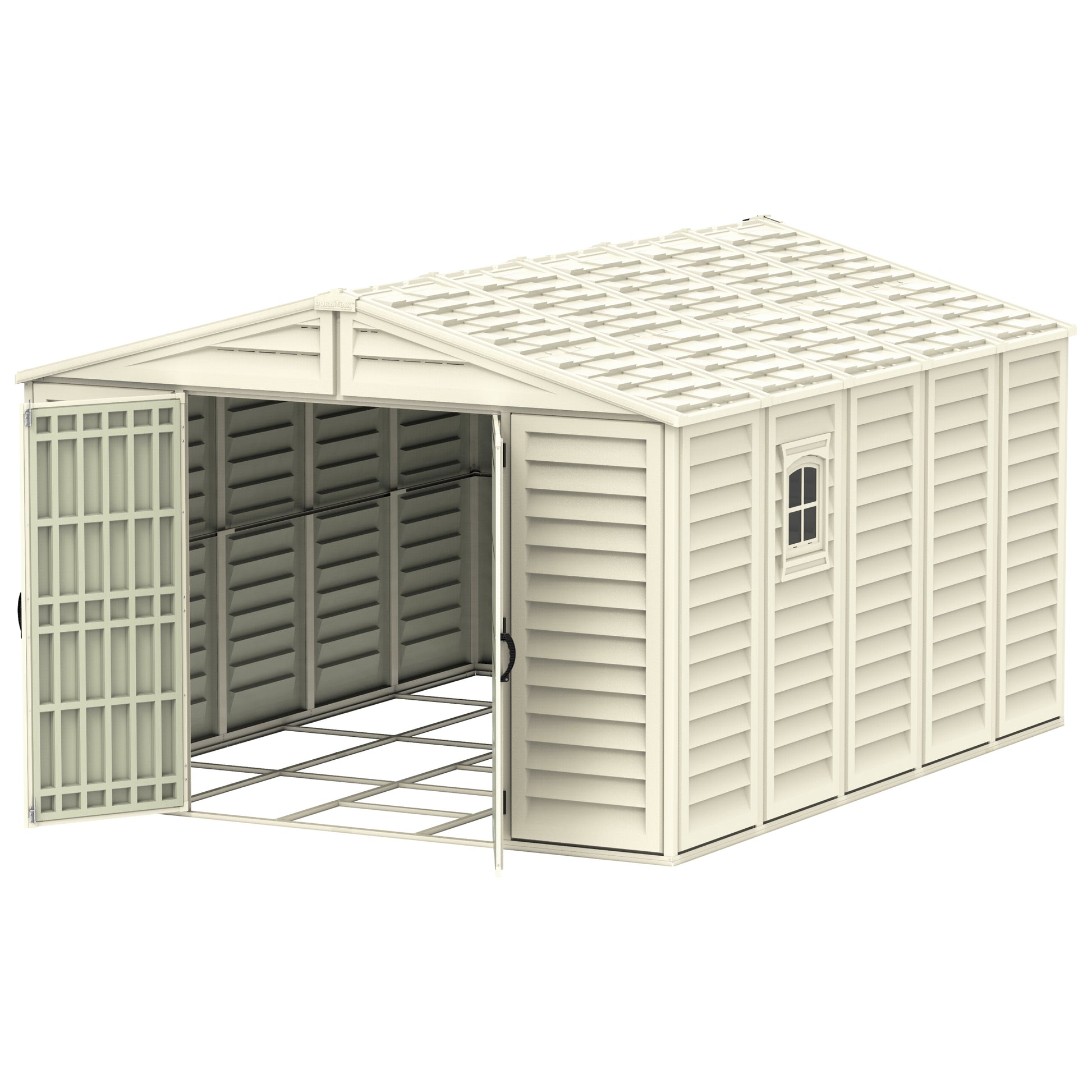 WoodBridge 10.5x13ft (324.8x405xH 233.2 cm) Resin Garden Storage Shed - Cosmoplast Kuwait