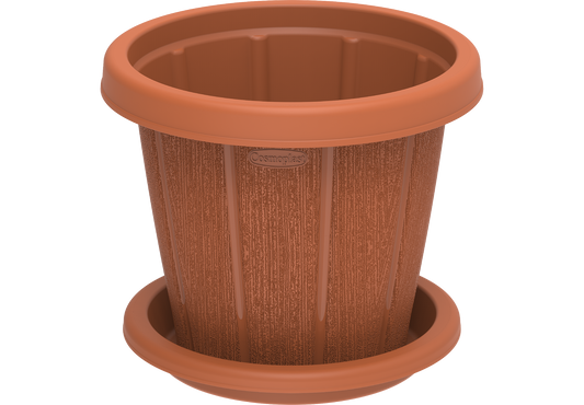 Cedargrain 10" Flowerpot with Tray - Cosmoplast Kuwait