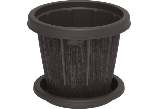 Cedargrain 14" Flowerpot with Tray - Cosmoplast Kuwait